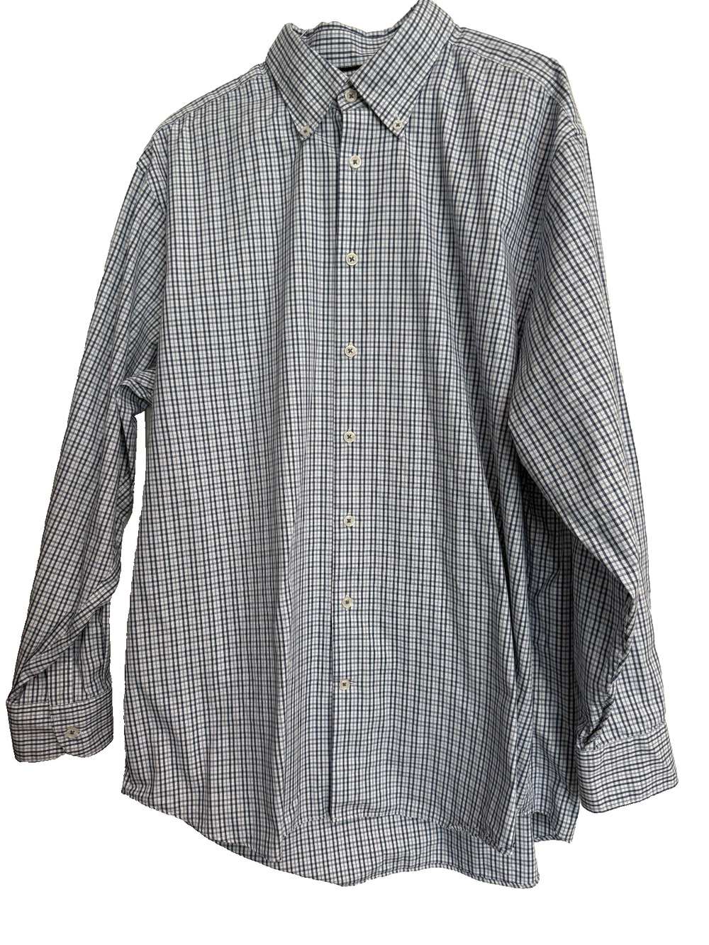 Charles Trywhitt Men's Classic Fit Blue Plaid Button Down 17 1/2
